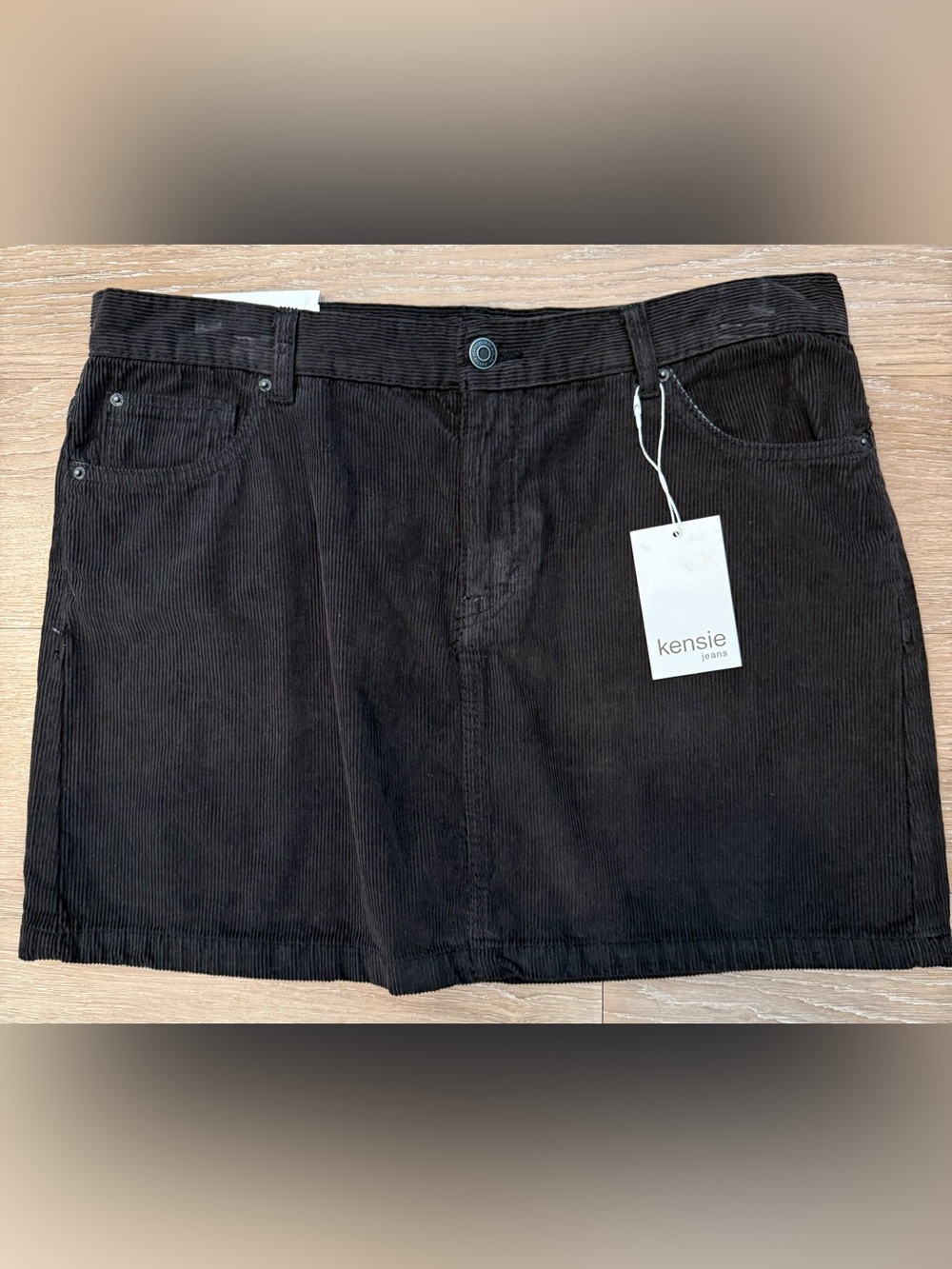 NWT Kensie Black Corduroy Mini Skirt Size 12/31